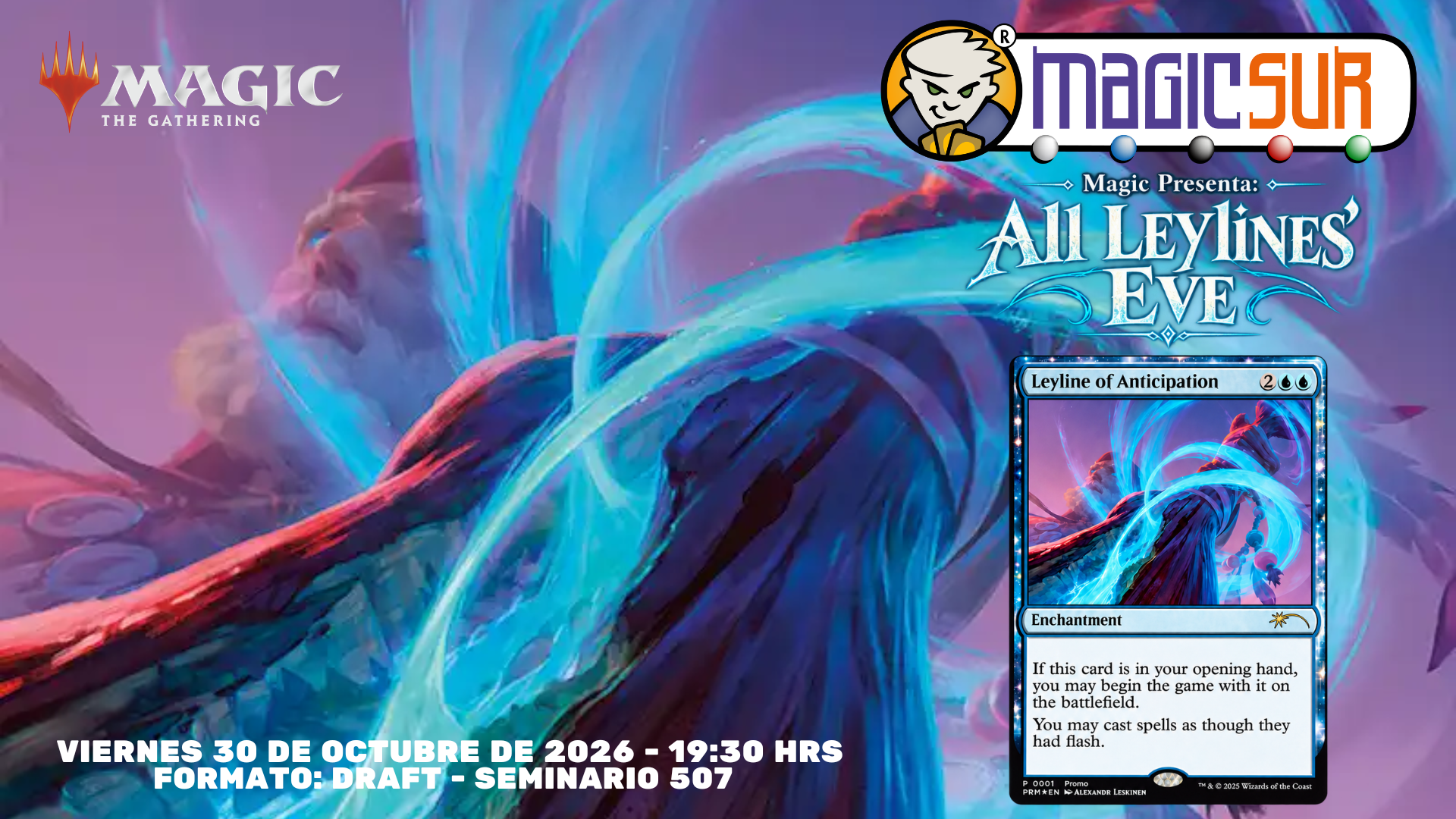 Afiche del torneo Magic Presenta: All Leylines' Eve — DRAFT Víspera de todas las líneas místicas - Seminario