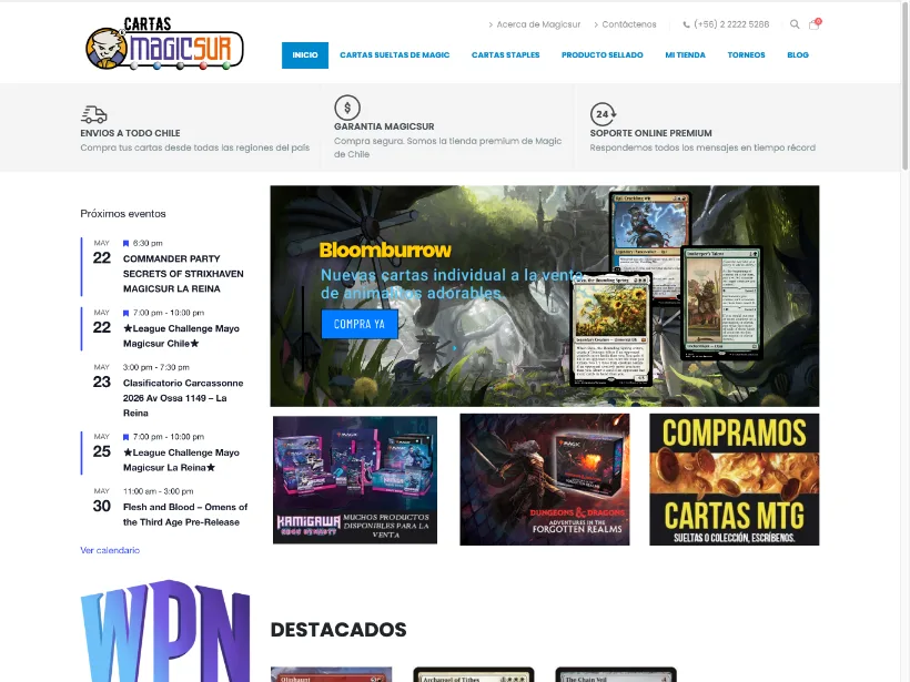 Primer sitio de CartasMagicsur.cl